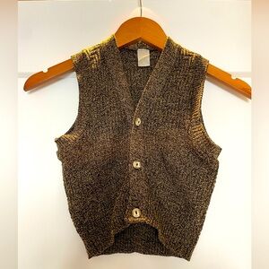 Vintage Brown Knit Button-Up Vest
